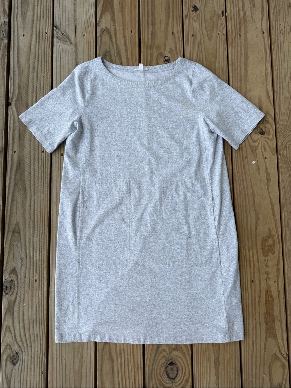 Eileen Fisher Medium Gray Organic Cotton Speckled Knit Dress Pockets